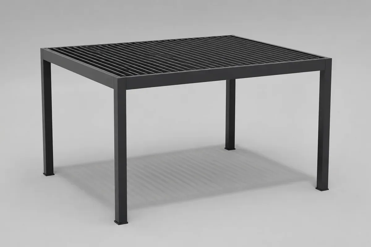 Anthracite freestanding pergola with a louvered roof in a neutral 3D product view